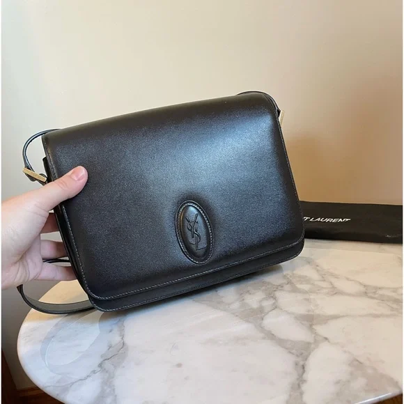 YSL SAINT LAURENT black leather crossbody purse NWT - Picture 1 of 14
